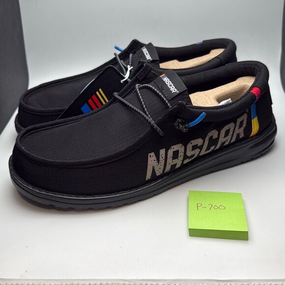 HEYDUDE NASCAR Wally MENS SIZE 10 Black Shoes NEW With Box - Picture 3 of 7